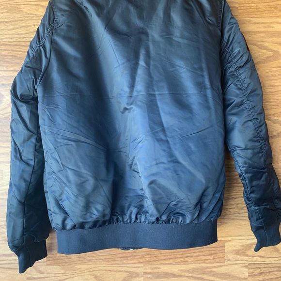 XRAY Jeans Black Stand Up Collar Long Sleeve Patch Embellished Flight Jacket M - Picture 6 of 8